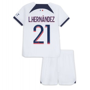 Paris Saint-Germain Lucas Hernandez #21 Dětské Venkovní dres komplet 2023-24 Krátký Rukáv (+ trenýrky)